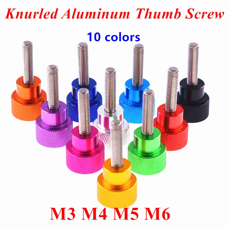 5/2pcs Aluminum Thumbscrew M3 M4 M5 M6 Aluminum Knurled Head stainless steel threaded Hand tighten thumb screws