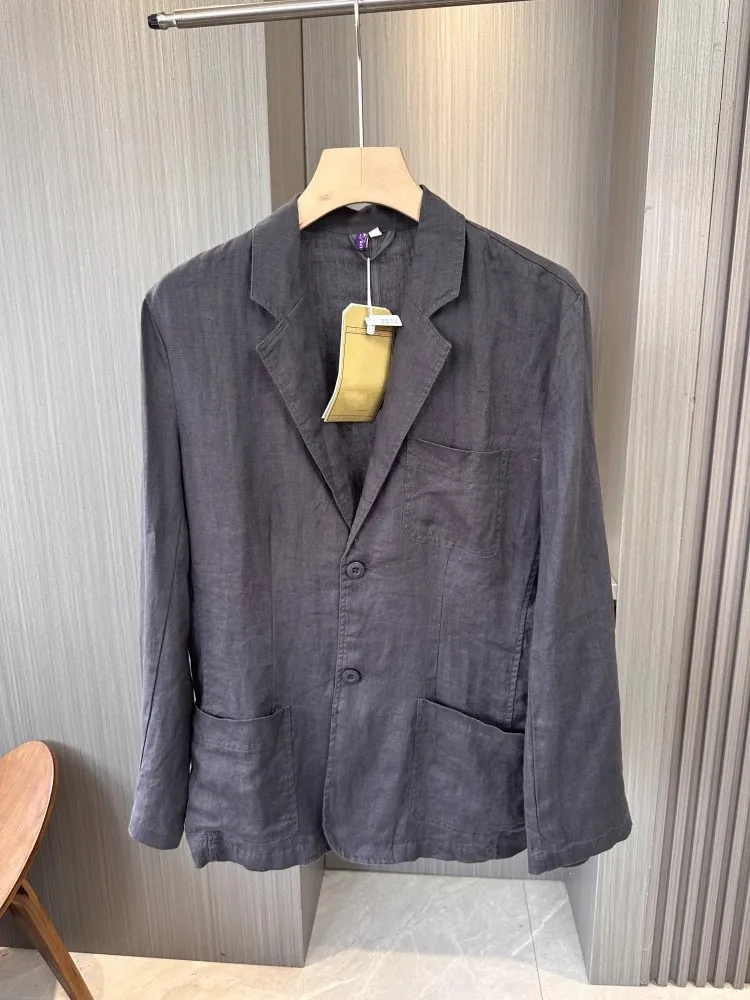 Spring Summer Mens Thin Linen Blazer Jacket Loose Fit Single Breasted Business Casual Work Suit Coat Breathable Blazers Outwear