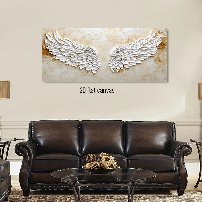 (1PC Unframe)1 angel wing decoration painting, living room entrance wall relief, frameless painting, 2D plan