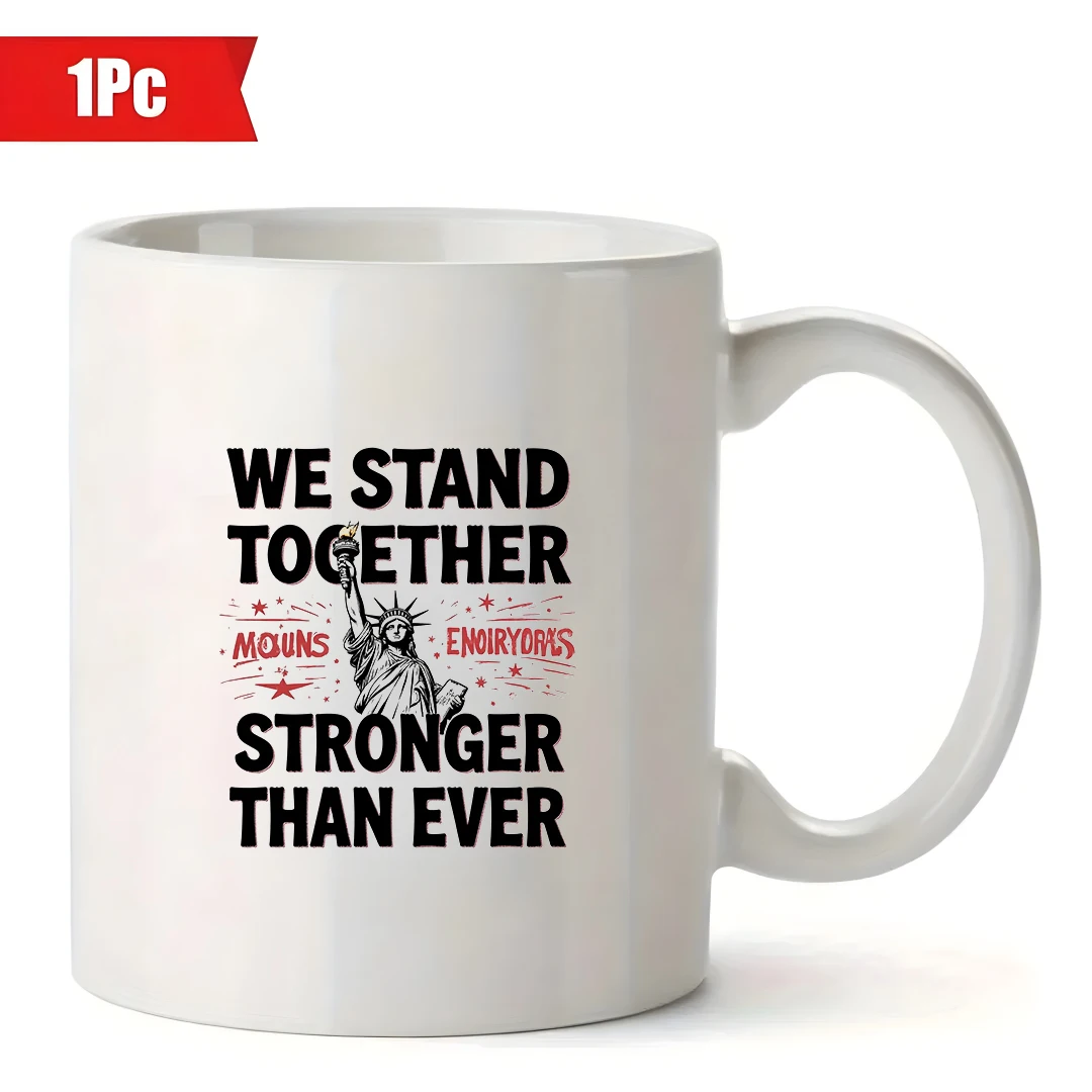 Tasse à café drapeau américain de 11 oz, WE STAND TOGETHER, Statue de la liberté, unité et force, cadeau de noël pour le bureau familial