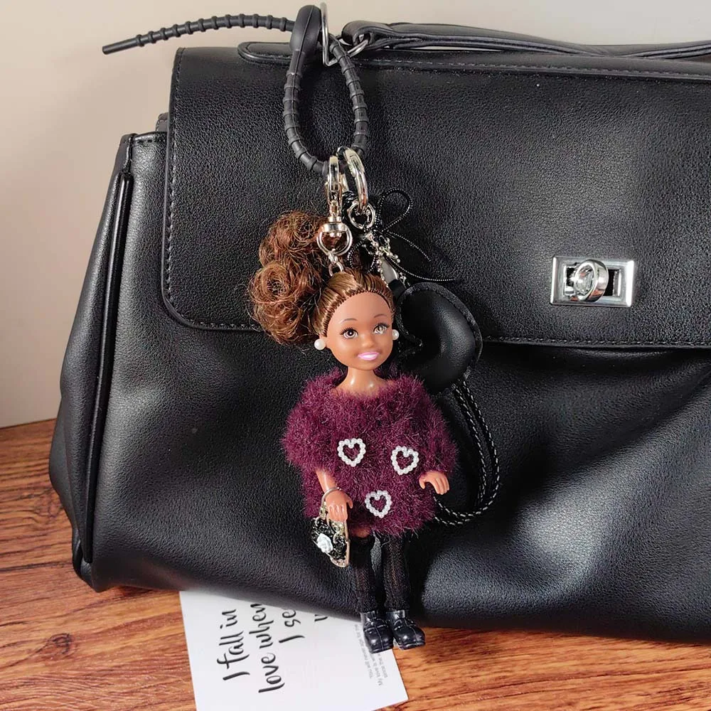IGNICASE New Cute Purple Sweater Doll Keychain Love Braided Rope Pendant Girls Bag Pendant High-end Doll Pendant Accessories