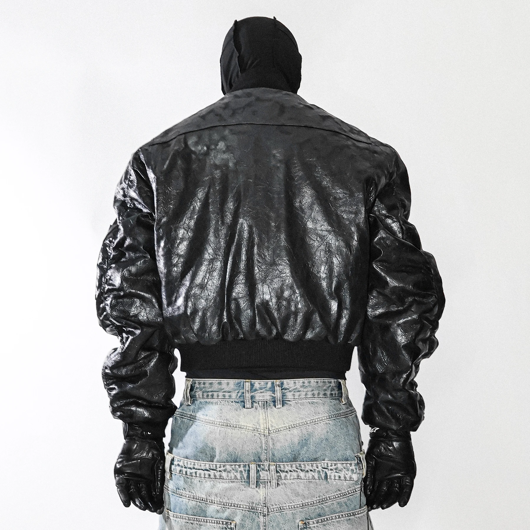 سترة منفوخة مطبوعة من الجلد الصناعي للرجال من NIGO بتصميم محكم للخريف والشتاء ملابس خارجية كاجوال فضفاضة تناسب معطف # NIGO9423Z