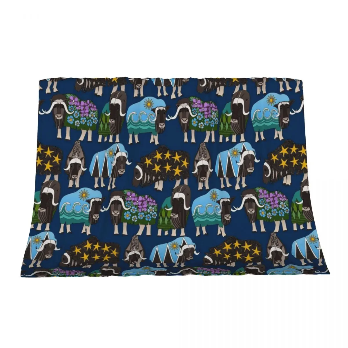 

Одеяло из аляскинского мускуса бычьего синего цвета, мягкие тонкие одеяла в клетку