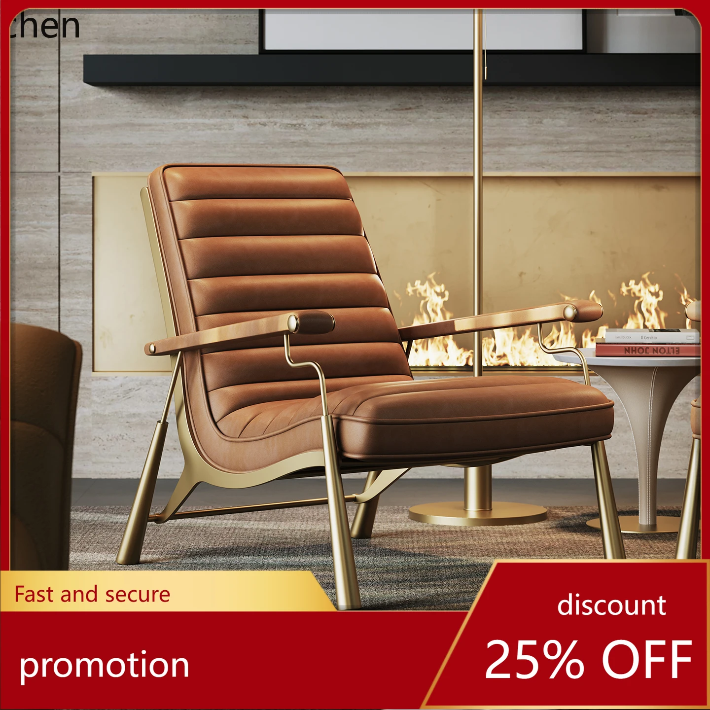 

CZ Living Room Home Single Leisure Chair Modern Simple Genuine Leather Sofa Chair