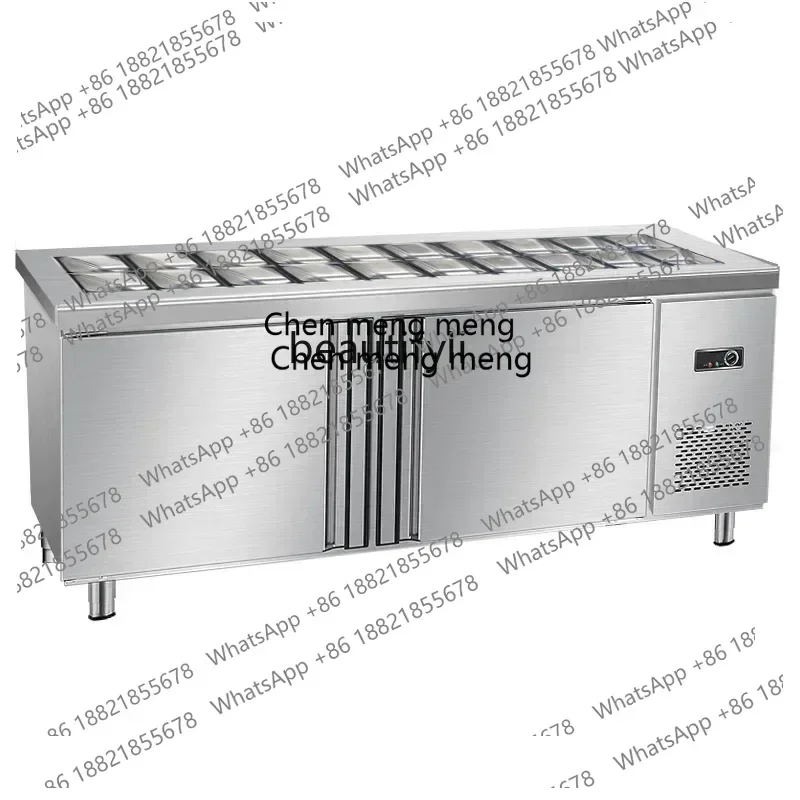 

Zi5556 Salad Taiwanese traders use fruit fishing and preservation workbench, milk tea table refrigerated display freezer