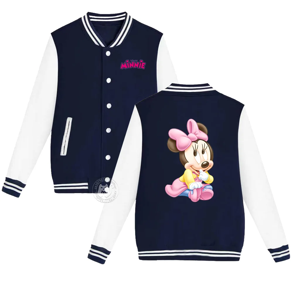 Super cute Disney Minnie cartoon printed children\'s Fall/Winter Boys and girls casual and comfortable Cardigan baseball jacket