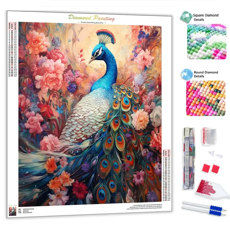 

GATYZTORY Peacock Diamond Painting Animal Picture Cross Stitch Diamond Mosaic Embroidery DIY Handmade Hobbies Wall Decor