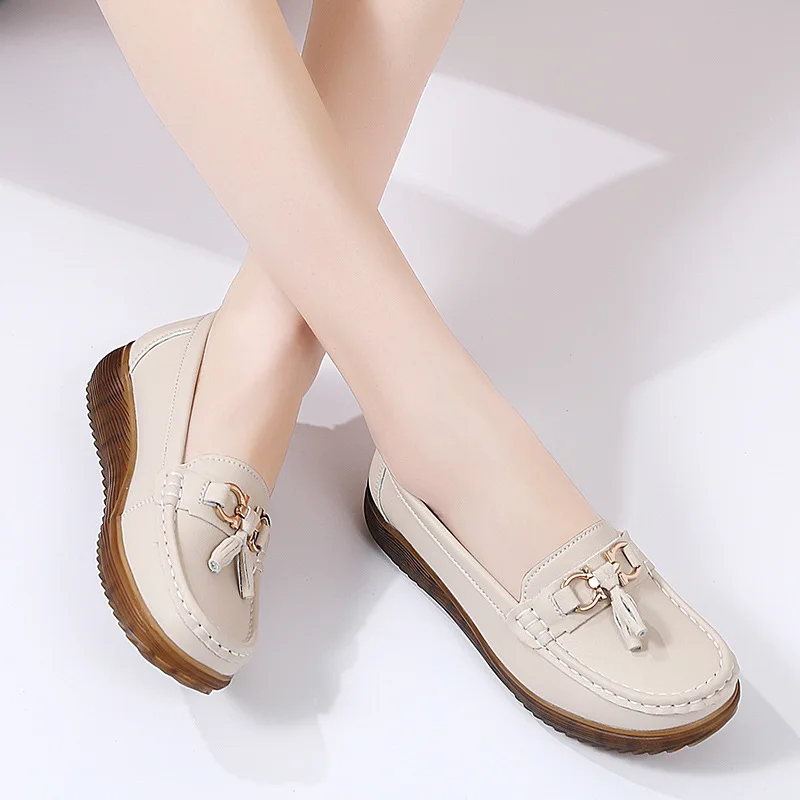 

Women Soft Bottom Flat Shoes Genuine Leather Loafers Breathable Casual Sport Shoes Non Slip Vulcanize Shoes Sapatos Femininos