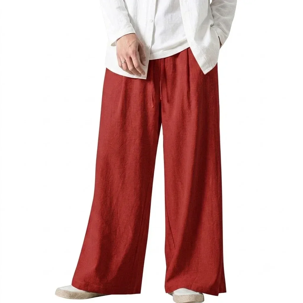 Mens New Solid Color Loose Straight Fit Casual Pants Baggy Jogger Sweatpants Autumn Streetwear Hiking Trousers for Men Pants