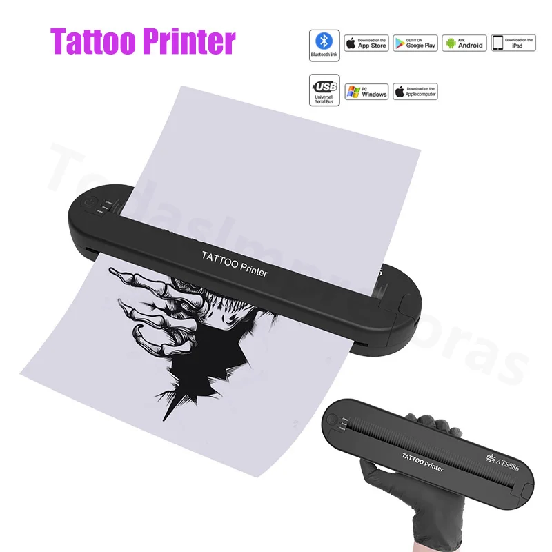 A4 Paper Thermal Tattoo Printer Work Office Travel Transfer BT USB Mobile & PC Tattooing Machine Tools High Quality Wireless New