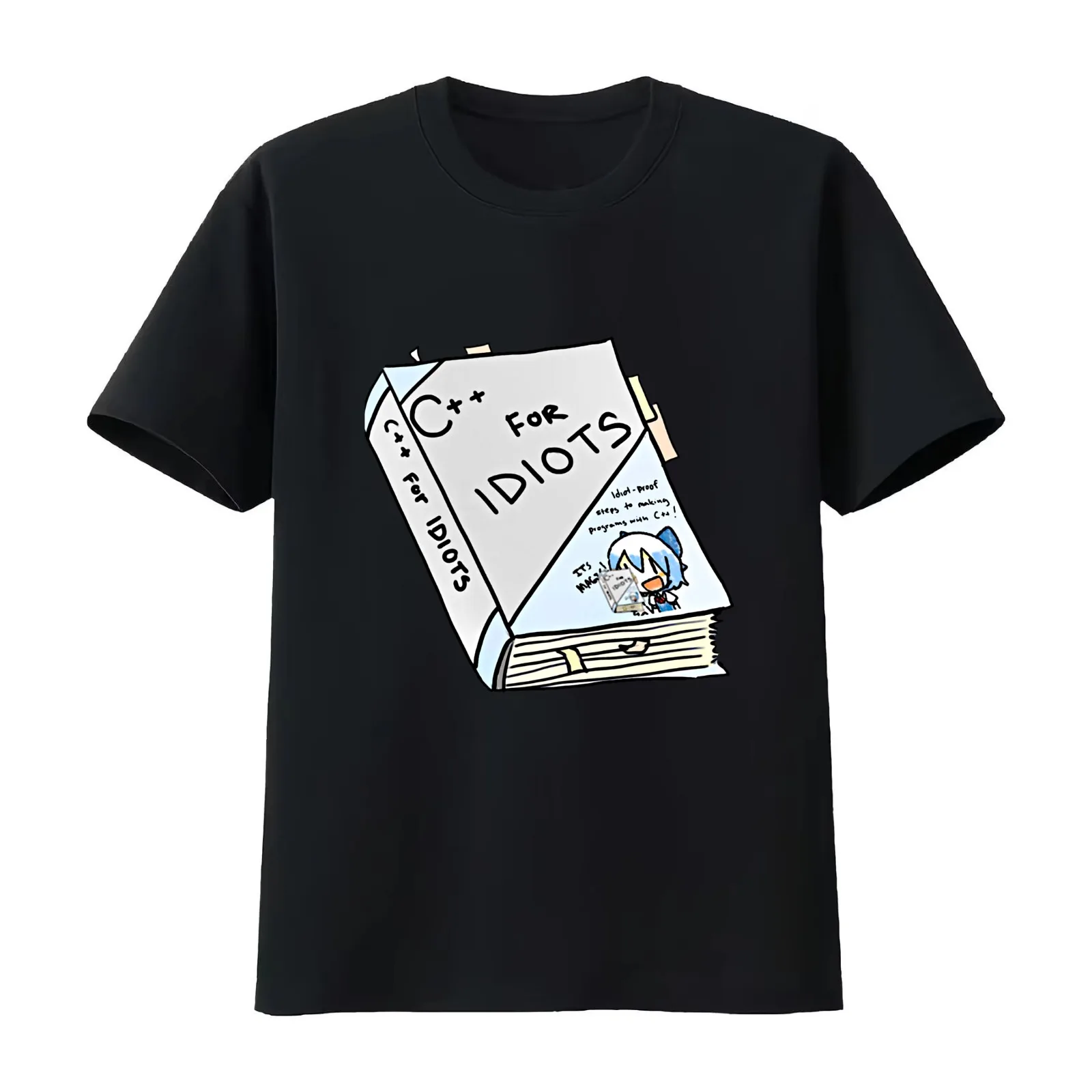 Cirno Plus Plus Programming Book ~ Touhou Meme T-Shirt Summer Casual Cotton Tee Oversized Streetwear Tops Unisex Men Women