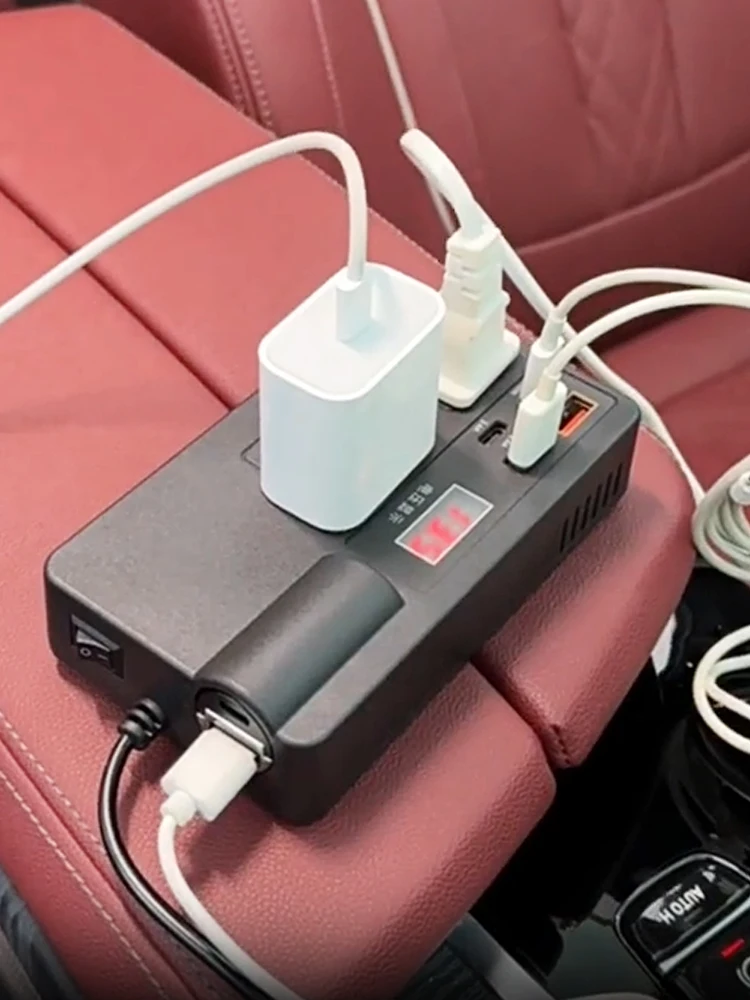 Voltage Detection USB/PD/Type-C Chargers Power Adapter QC 3.0 Car Inverter ON/OFF Switch 200W DC 12V/24V to AC 220V Converter
