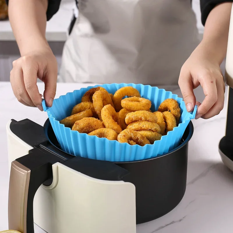 Airfryer cestello in Silicone forno riutilizzabile teglia da forno stampo in Silicone per friggitrice ad aria Pizza pollo fritto cestello