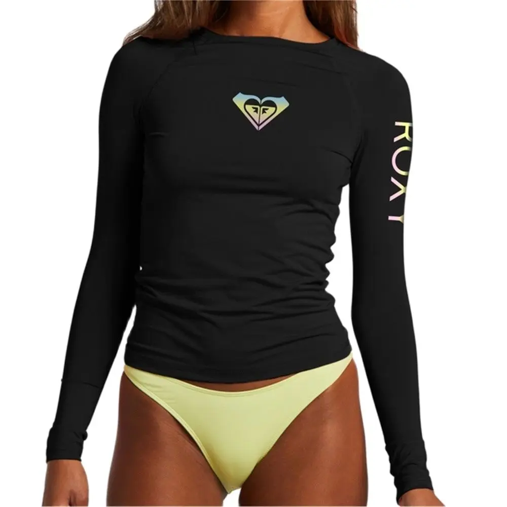 Women's Surfing Shirt Ladies Surf T-Shirts Beach Sunscreen Tight Rashguard UV Protection Swimwear UPF 50+ Beach Surf Clothes