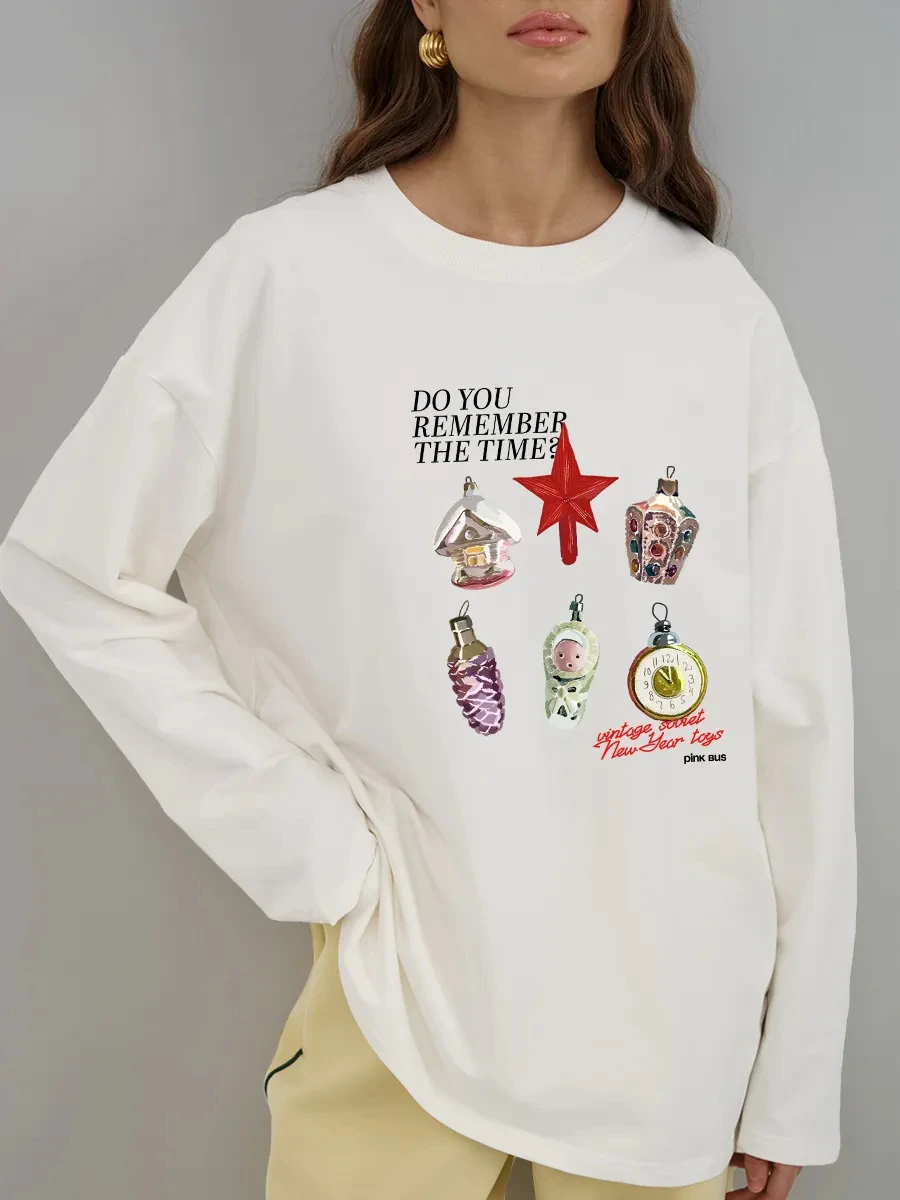 2026 Autumn Women's 100% Cotton Long Sleeve T-Shirt American Retro Minimalist Print INS Style Loose Versatile Basic Bottom Top
