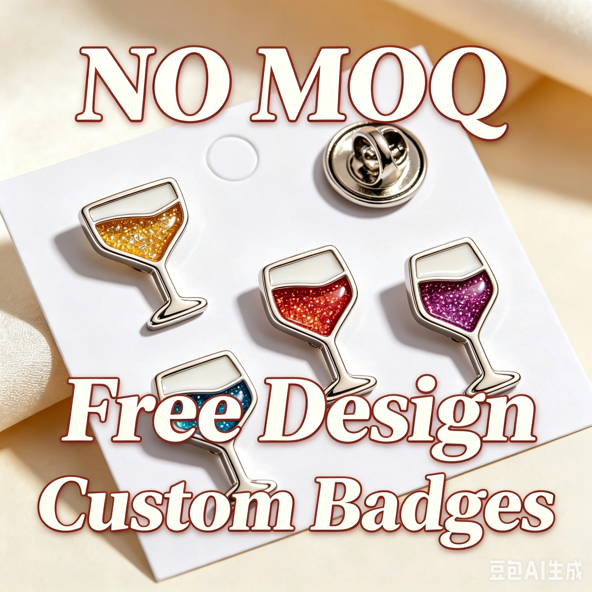 Custom Glitter Wine Glass Enamel Pins Colorful Cocktail Brooches for Party & Night Out Clothing Decor