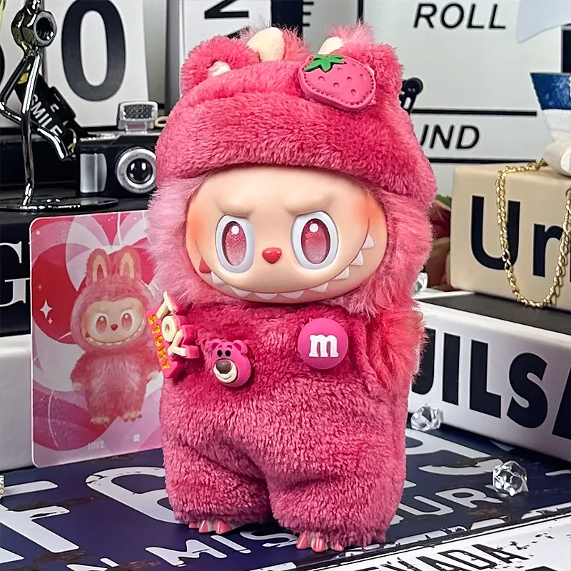 

Новый продукт, 17 см, 15 см, сидящая на вечеринке, одежда для куклы Labubu Strawberry Xiongwayi