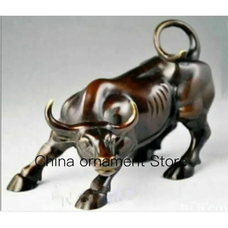 

12 Inch Large Bronze Coffee Walker Street Bull City Stock Cow Fierce Statue
