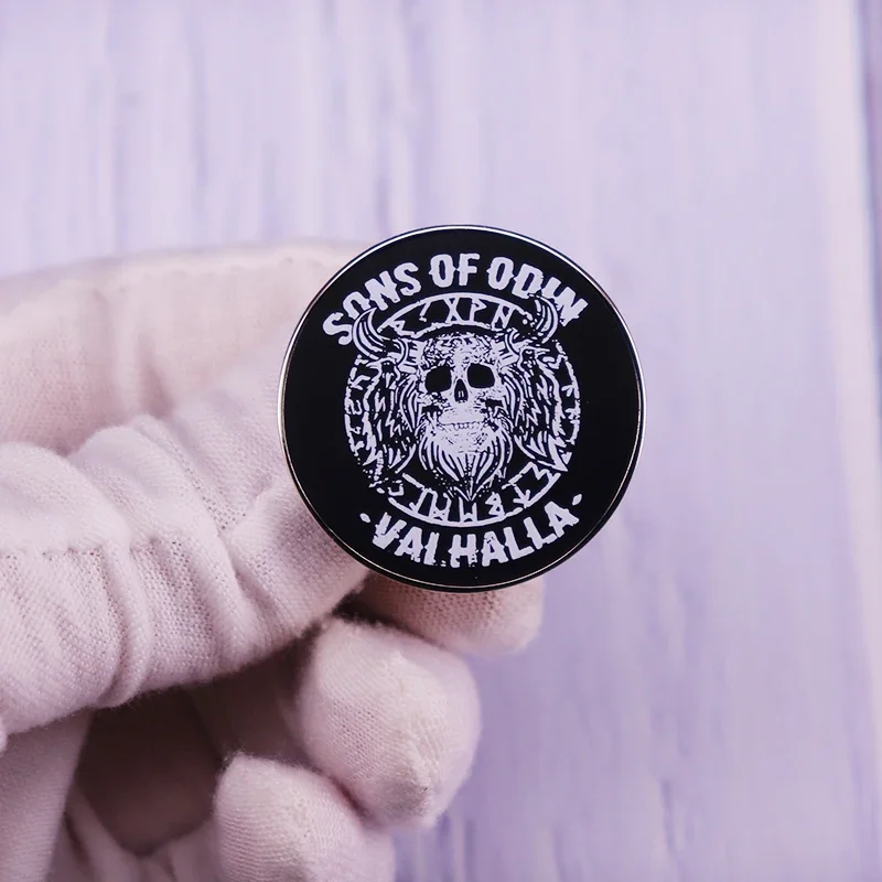 Sons Of Odin Valhalla Wotan Crânio Runas Sem Broche Viking