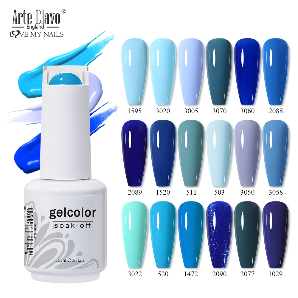 Arte clavo cor azul série gel unha polonês verniz de longa duração laca gel superior base casaco embeber fora design da arte do prego manicure