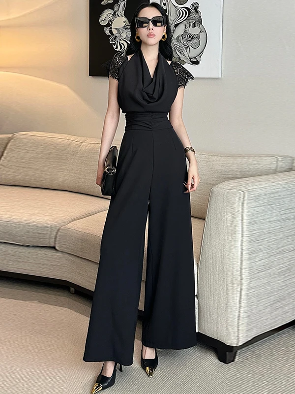 

Модный женский комбинезон с высокой талией и широкими штанинами, летний, 2025 год