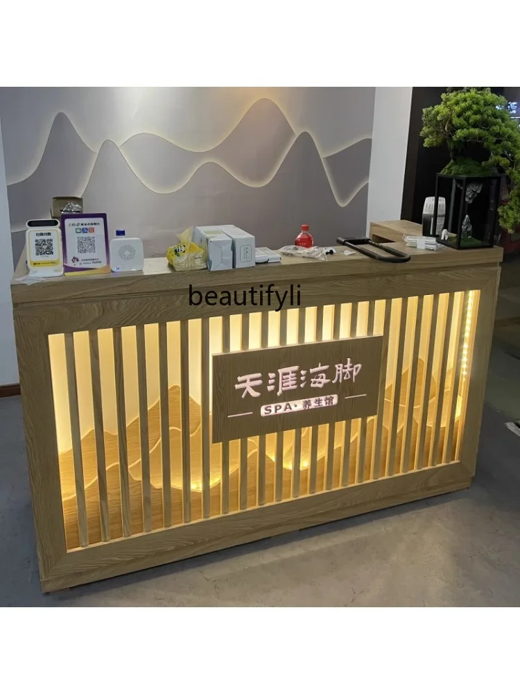 Chinese Classical Style Cashier Desk Beauty Salon Health Foot Bath Ear Cleaning Restaurant Famous Tea House Front Desk