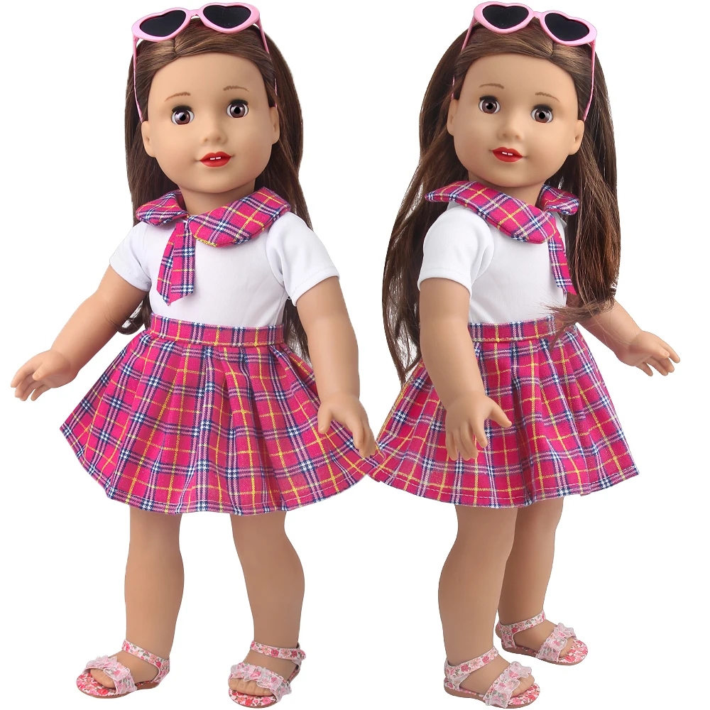 18 Inch Doll, College Style Dress, Doll Collar, Checkered Dress, Doll, Classmate, Afternoon Tea, School Set, Skirt, Word Doll AC