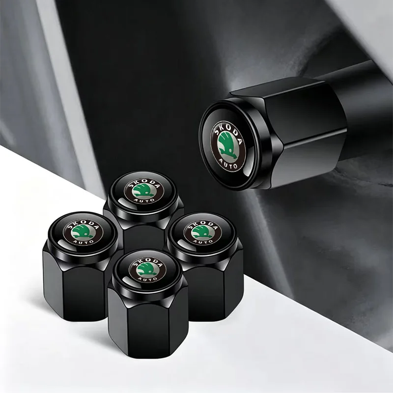 4Pcs Aluminum Alloy Car Wheel Tire Valve Caps Stem Cover For Skoda Octavia RAPID Superb Fabia Kodiaq Kamiq Karoq