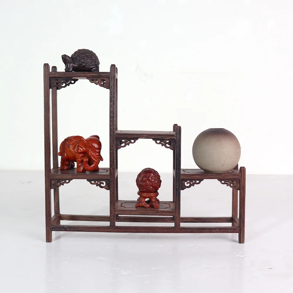 New Desktop Pure Wood Locker Rack Solid Wood Chinese Purple Clay Pot Tea Rack Tea Set Tea Rack image 2