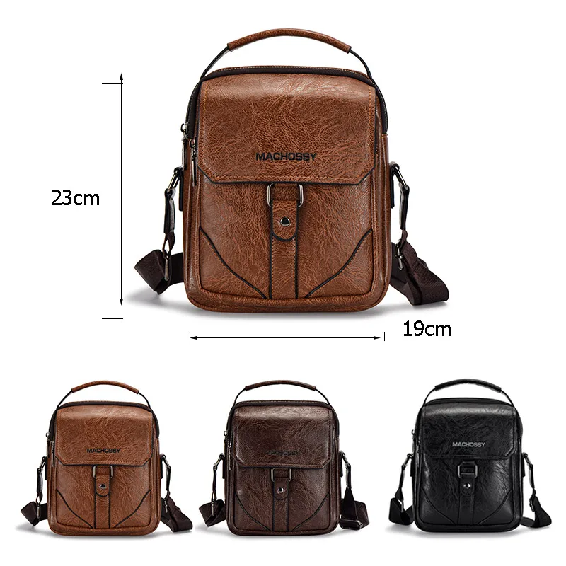 Vintage Men Shoulder Bags Crossbody Bag Multi-function Men\'s Handbags Capacity PU Leather Bag For Male Messenger Bags Tote Bag