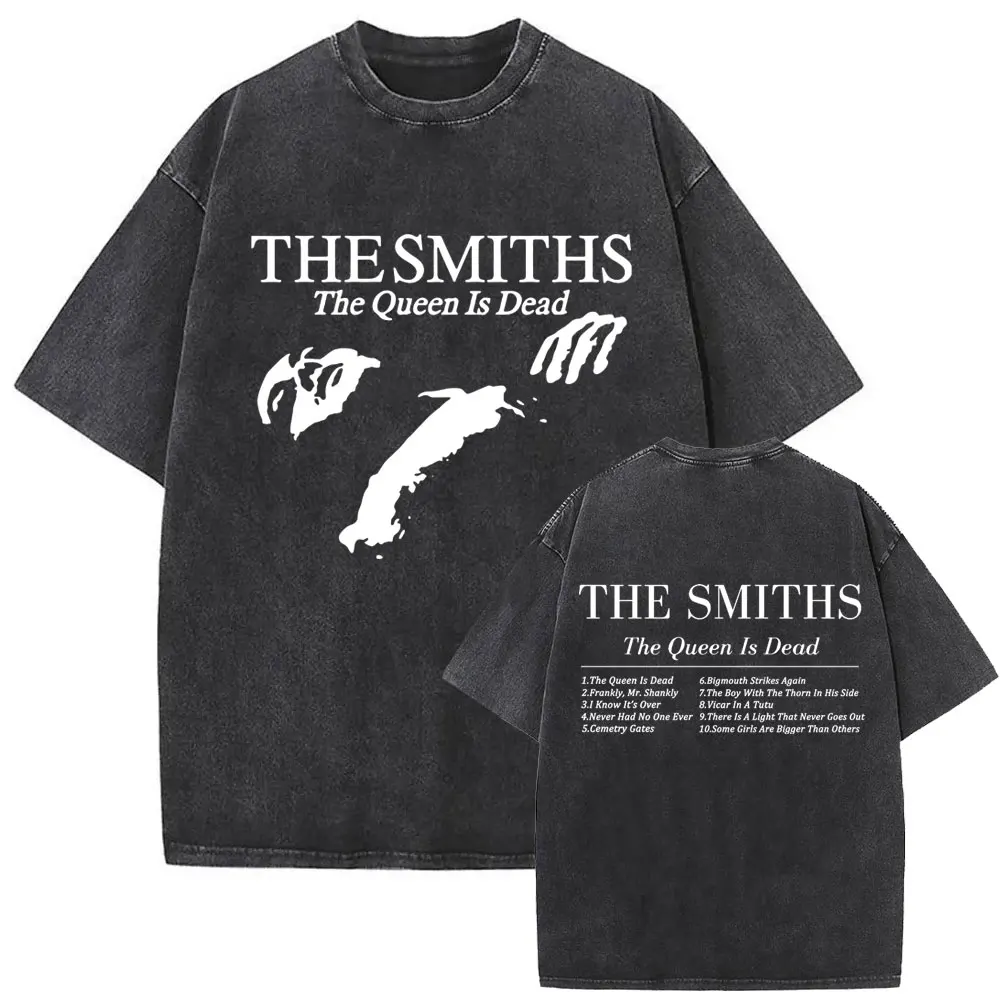The Smiths The Queen Is Dead Vintage Washed T-shirt 1980's Indie Morrissey T-shirts Men Women Gothic Rock Oversized Tees Tops