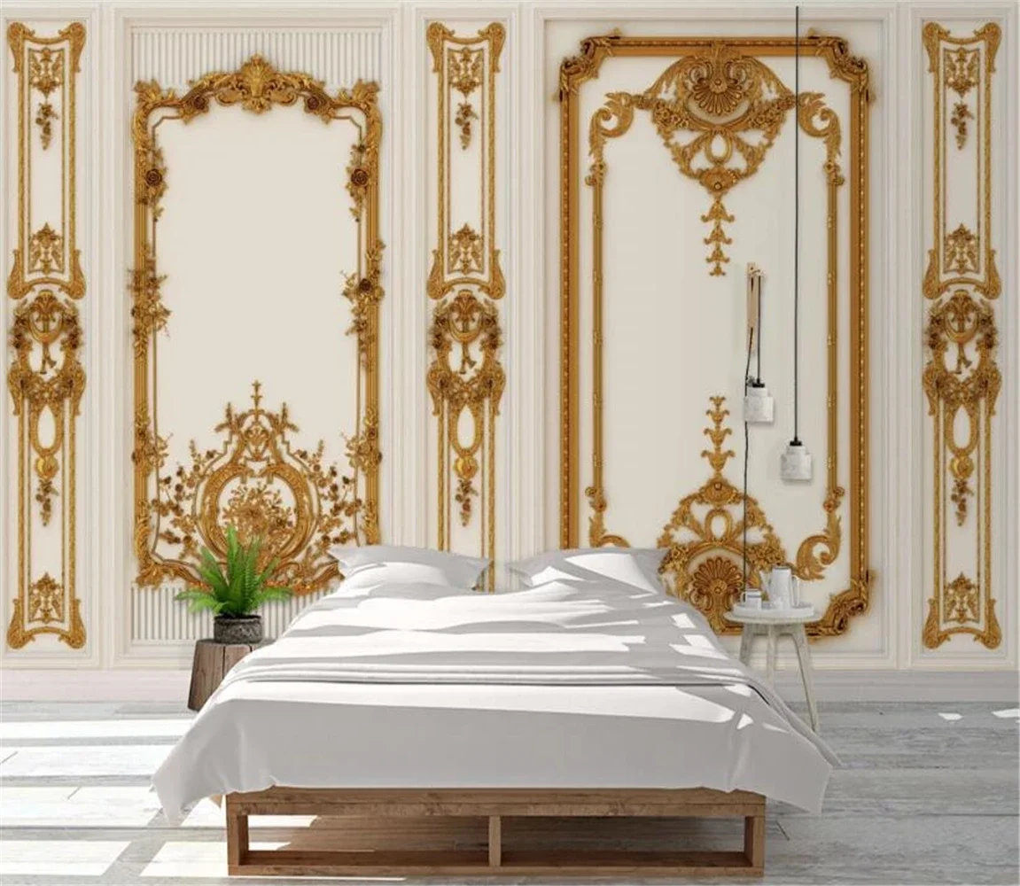 

Custom Nordic golden relief carved wall paper Mural Wallpapers for living room Bedroom Decorative Wall paper Murals stickers