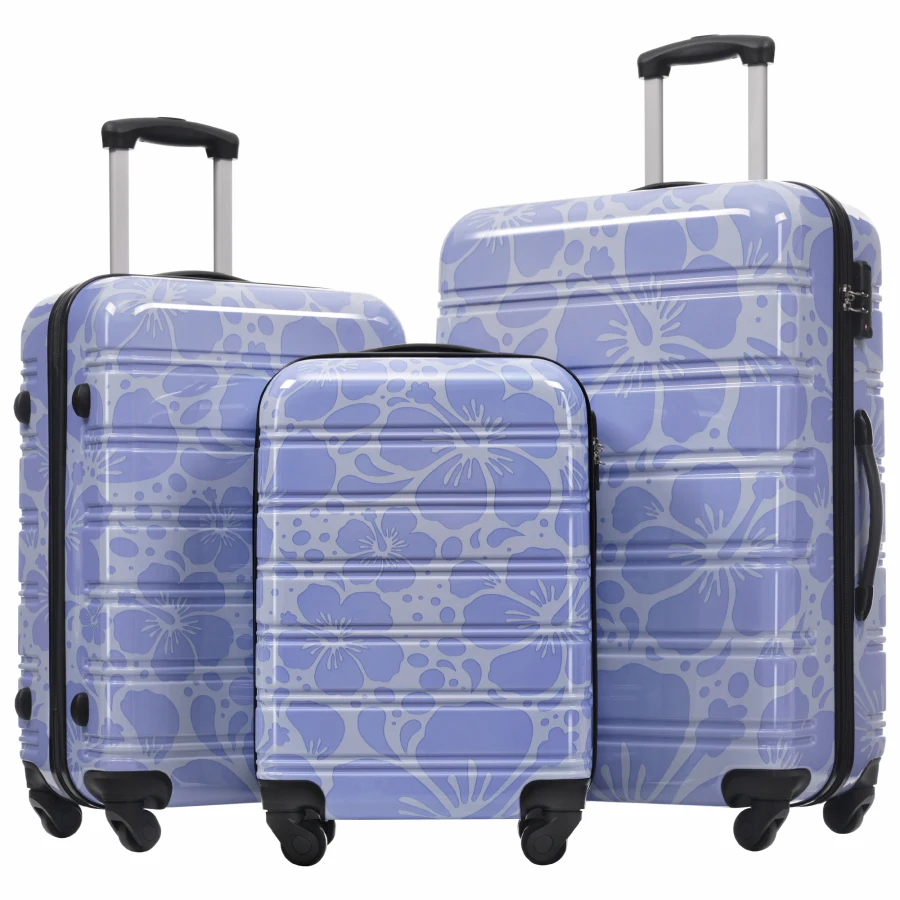 

Hardshell luggage sets for travel: polycarbonate, black, lightweight with TSA lock and spinner wheels 20+24+28