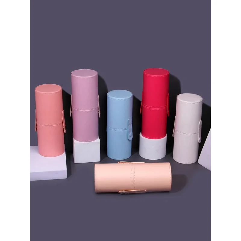 Portable multi-color makeup brush bucket storage container Dustproof brush bucket with lid desktop storage pen holder