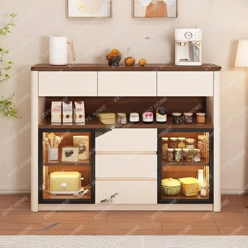 XXMid-century Showcase Cabinets Kitchen Sideboard Storage Locker Glass Door Display Cabinet Home Living Room Furniture