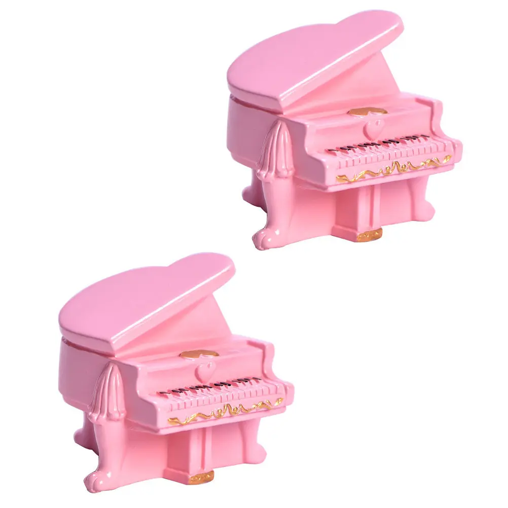 

2Pcs Mini Piano Decorative Resin DIY Craft Charms Miniature House Accessory Resin Musical Instrument Mini Piano