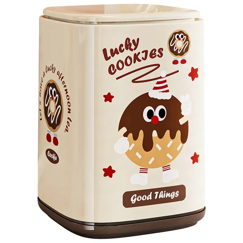 Cartoon Double Layer Trash Can with Lid Wheels Press Storage Bin for Living Room Bedroom Household Waste Basket