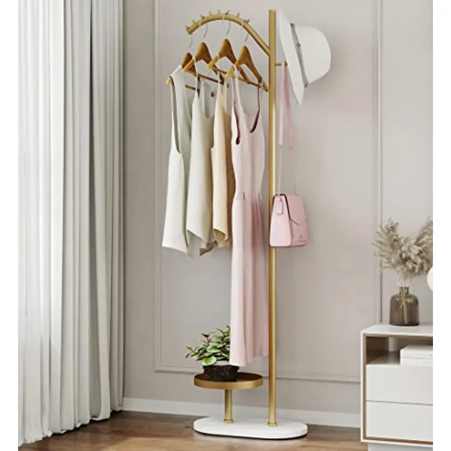 

Minimalist Gold Coat Rack with Marble Base Your Personal Staging Hub for Curated Outfits and Essentials Modern Clothing Rack fo