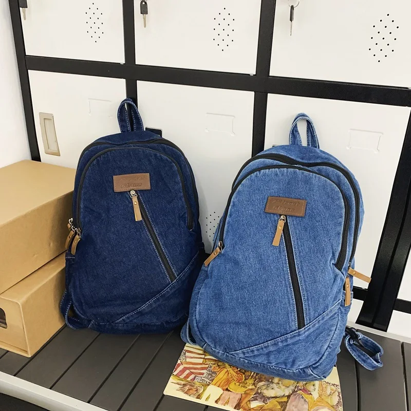 2023 Cool Cowboy Women Backpack Large Capacity Denim Schoolbag For Teenage Girls Backpacks Travel Female Rucksack Mochila Blue