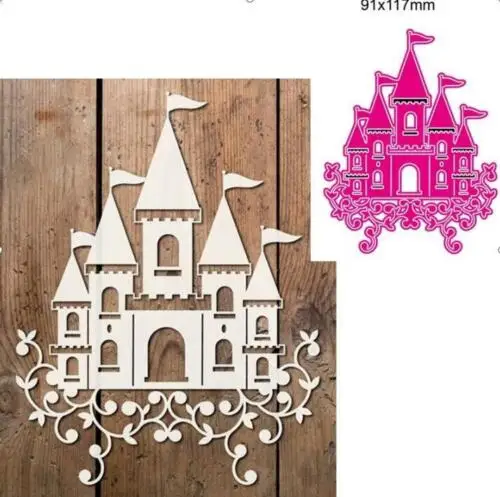 Zamek House box metalowy szablon do cięcia wykrawacze szablony wycinany Scrapbooking szablony do wytłaczania artystyczna dekoracja nóż do rękodzieła