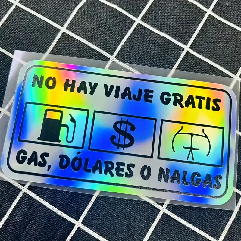 1 Piece Fun Gas Money Butt Sticker – No Free Rides Motorcycle Decal, Waterproof & UV-Resistant, Creative Spanish-Style Sticker