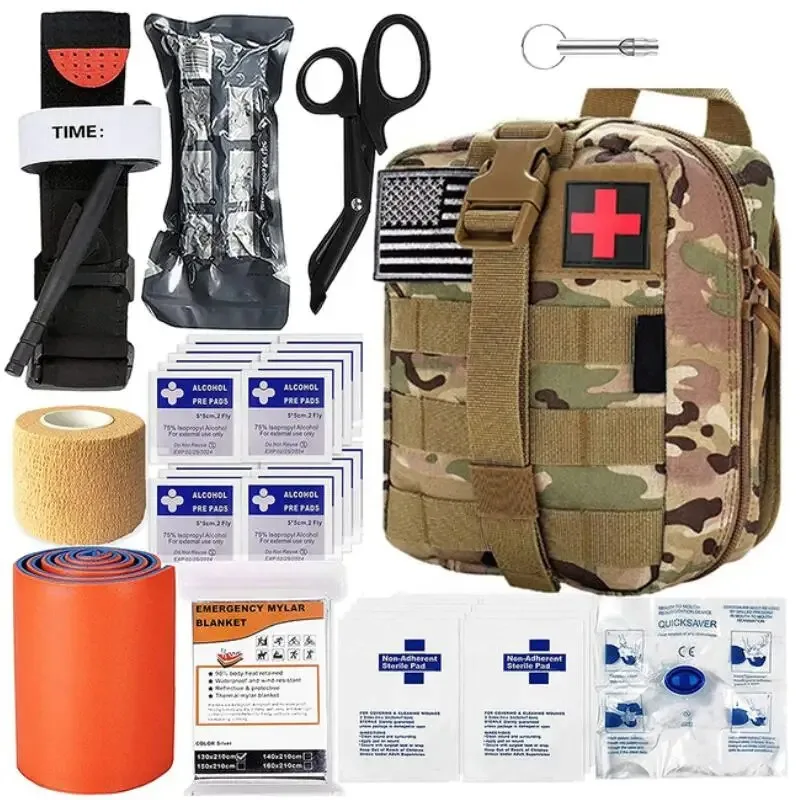 

First Aid Kit Outdoor Survival Gear Molle Bag Medical Emergency IFAK Airway Tactical Tourniquet Bleeding Israel Bandage