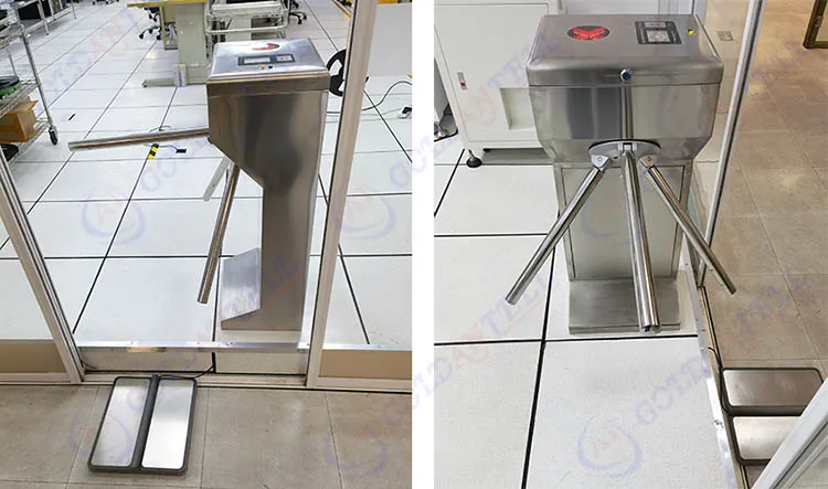 Electric Esd Foot Checker Automatical Card Reader Portable Vertical Tripod Turnstile Gate Stainless Steel