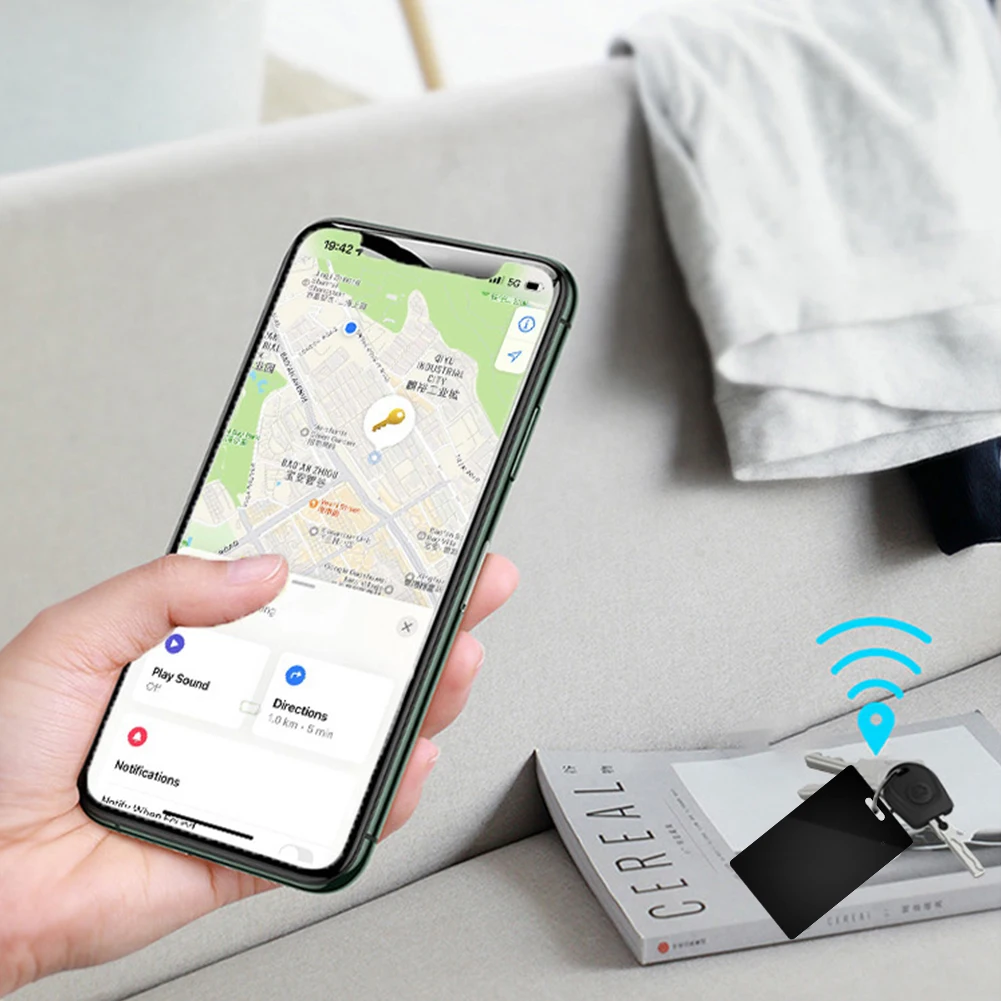بطاقة تعقب المحفظة، شحن لاسلكي، جهاز تعقب GPS متوافق مع Apple Find My App Wallet Finder لحقيبة بطاقات محفظة الأمتعة
