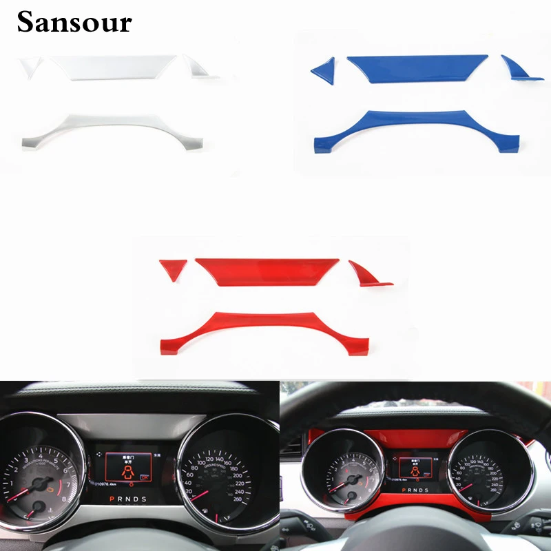 

Sansour For Ford Mustang 2015 2016 ABS chrome car styling sticker Instrument panel decoration trim cover Sequins 4pcs/lot