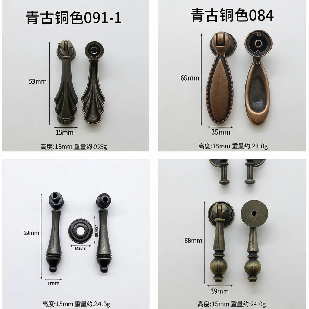 Vintage Bronze Cabinet Handle Chinese Style Drawer Knob Decorative Hardware For Traditional Wooden Furniture And Dressers