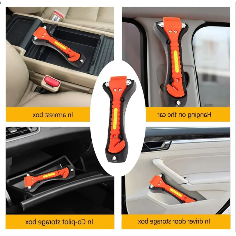 Survival Safety Hammer Camping Driving Car Seat Belt Cutter 2-in-1 Emergency Break Window Glass Punch Life Rescue Tools