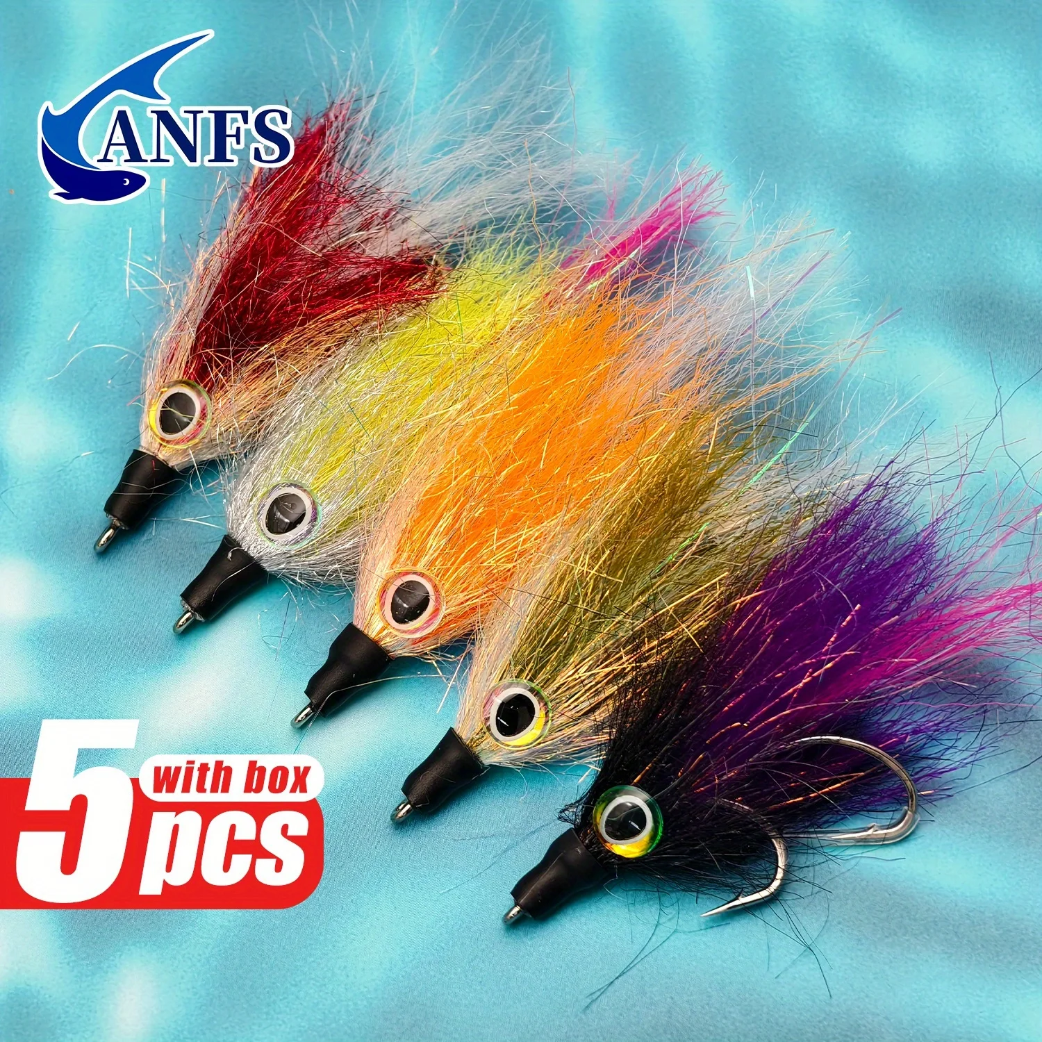 ANFS 5개입 수제 대형 스트리머 플라이 - 벨트 루어 트레발리, 퍼치, 송어 바다 낚시 인조 미끼에 적합