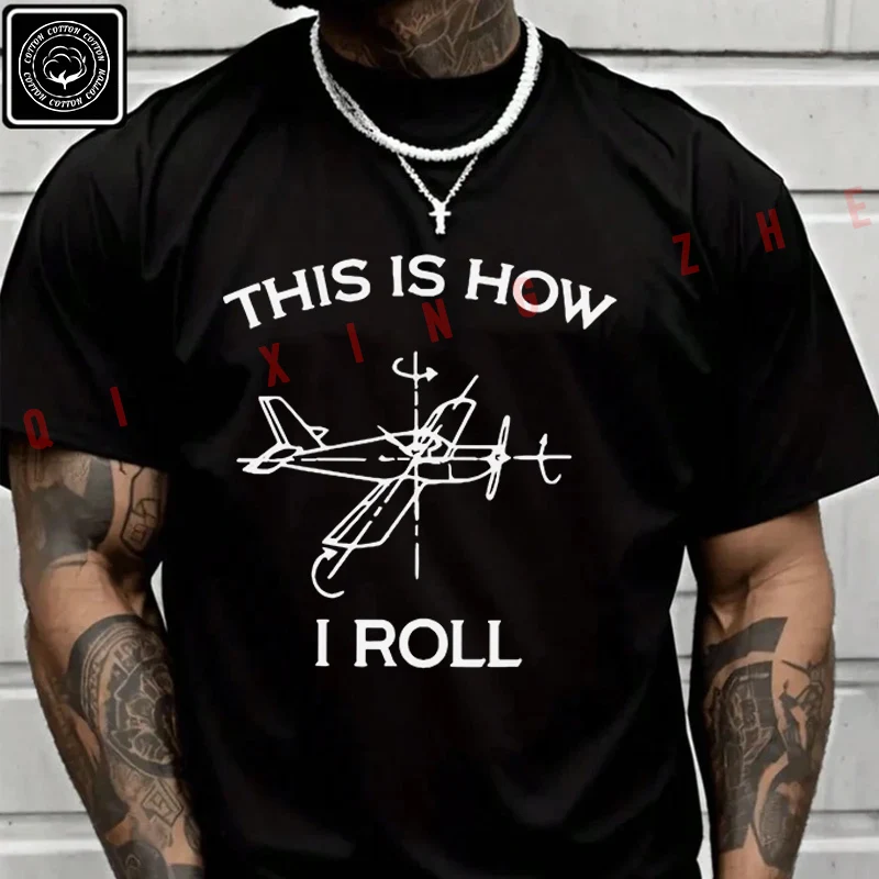 

2026 Men T Shirt Airplane Pilot Flying Airplane Print Motorcycle T-Shirt Cotton Men‘s Summer Short Sleeve Tops Tee