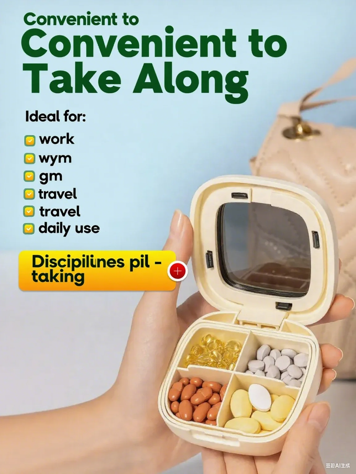 AiQUE 4 grilles boîte à pilules hebdomadaire médecine pilulier grand étanche à l'humidité organisateur de stockage de pilules Portable étui à médicaments pour voyage
